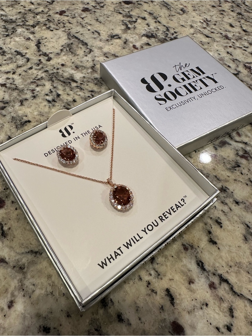 Bomb Party: The Gem Society The 2424 Set Light Rubellite On Rose Gold Plating